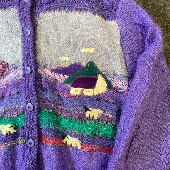 Vintage Rosemarie B Mohair Wool Hand Knit Ireland Sweater L Sheep - Picture 7 of 16